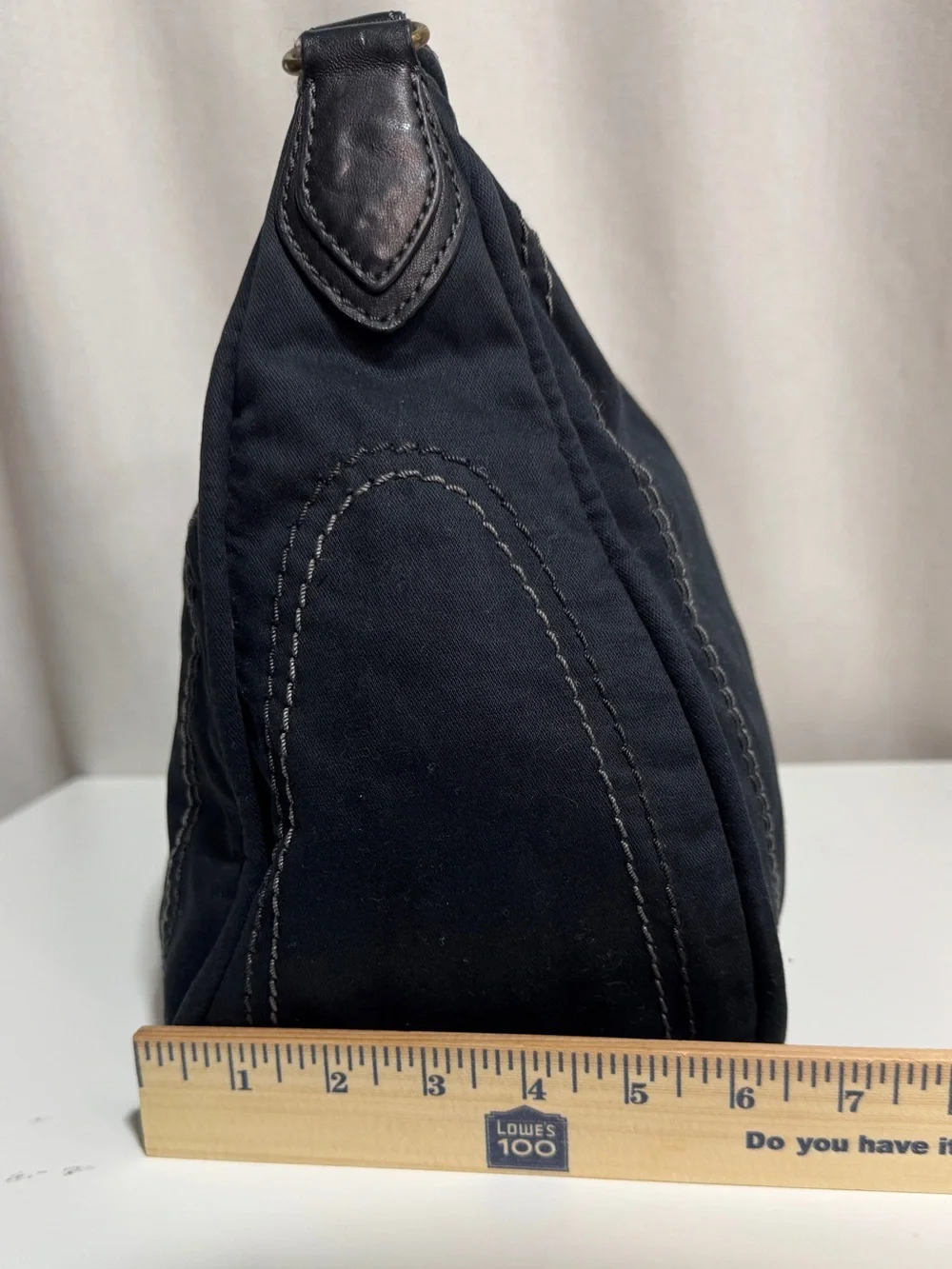 Back to School GAP Black Canvas Hobo Shoulder Bag w/ Gold Zipper, Leather accent